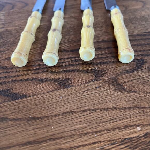 VTG Faux Bamboo Handle Stainless Steel Flatware Tiki Tropical Boho - 16 pieces - Picture 2 of 4